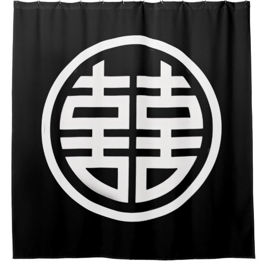 Dubbel Geluk|Zwart|Douchegordijn Douchegordijn (Voorkant)