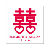 Dubbel gelukssymbool #3 HRT Trouwnamen Datum Zelfinktende Stempel (Design)