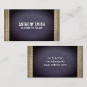 Dubbel Gestikt Paars Sepia Leder Visitekaartje (Voorkant / Achterkant)