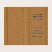 Dubbel gestikt tan leder visitekaartje (Buitenkant ongevouwen)