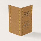 Dubbel gestikt tan leder visitekaartje (Buitenkant)