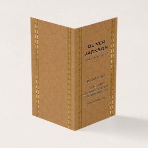 Dubbel gestikt tan leder visitekaartje