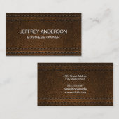 Dubbel Gestikte Bruine Leren Achtergrond Visitekaartje (Voorkant / Achterkant)