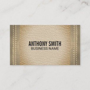 Dubbel Gestikte Leren Sepia Tinten Luxe Visitekaartje