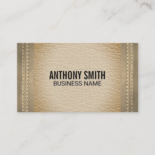 Dubbel Gestikte Leren Sepia Tinten Luxe Visitekaartje (Voorkant)