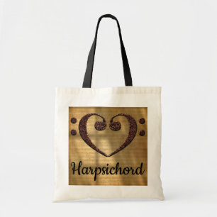 Dubbel gewicht Clef Heart Harpsichord Tote Bag