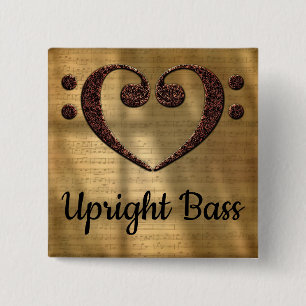 Dubbel gewicht Clef Heart Upright Bass Vierkante Button 5,1 Cm