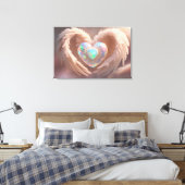 *~* Dubbel Hart Witte Engel Vleugels AP78 Opal Canvas Afdruk (Insitu (Slaapkamer))