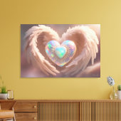 *~* Dubbel Hart Witte Engel Vleugels AP78 Opal Canvas Afdruk (Insitu (Woonkamer))