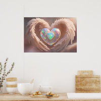 *~* Dubbel Hart Witte Engel Vleugels AP78 Opal