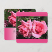 Dubbel heet roze roos bloemen bruiloft uitnodiging (Voorkant / Achterkant)