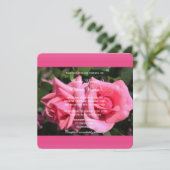 Dubbel heet roze roos bloemen bruiloft uitnodiging (Staand voorkant)