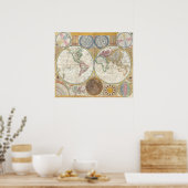  dubbel hemisphere-kaart van de wereld poster (Keuken)