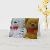 DUBBEL HET PLEZIER VOOR IEDEREEN-TWEELINGGEBOORTE KAART (Gele Bloem)