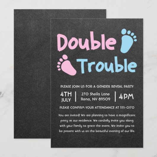 Dubbel het probleem krijtbord Geslacht onthullen Kaart (Voorkant / Achterkant)
