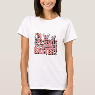 Dubbel Hoppy Plezier: Egg-Statisch Pasen-ontwerp T-shirt