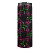 Dubbel Hot Pink Rozen Patroon Thermosbeker (Achterkant)