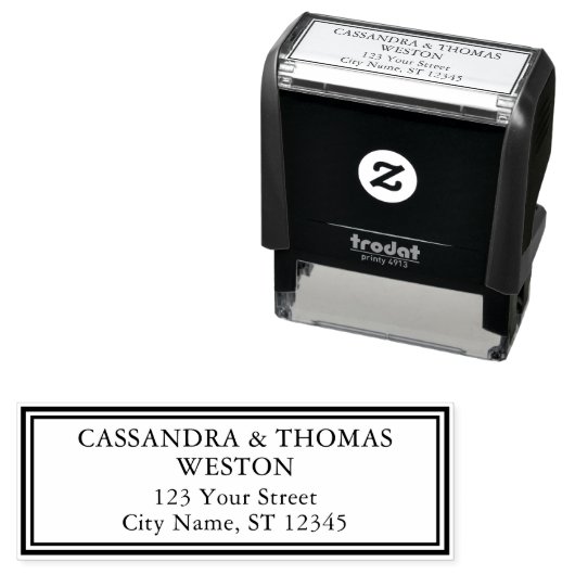 Dubbel kader koppel naam bruiloft retouradres #2  zelfinktende stempel (In situ)