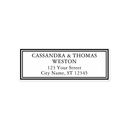 Dubbel Lijst Paar Naam Bruiloft Retouradres #2 Zelfinktende Stempel (Design)