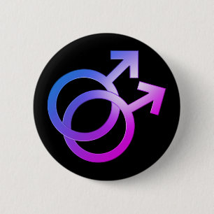 Dubbel Mannelijk Symbool Ronde Button 5,7 Cm