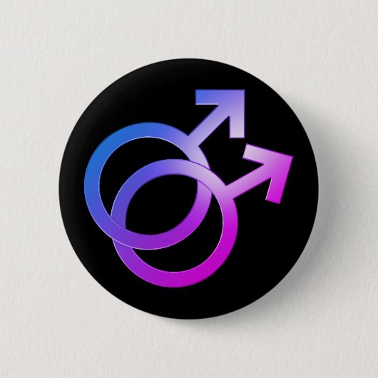 Dubbel Mannelijk Symbool Ronde Button 5,7 Cm (Voorkant)