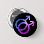 Dubbel Mannelijk Symbool Ronde Button 5,7 Cm (Voorkant /achterkant)