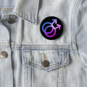 Dubbel Mannelijk Symbool Ronde Button 5,7 Cm (In situ)