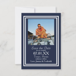 Dubbel Marine Blauw Scheepvaart - 3x5 Bewaar de Da Save The Date