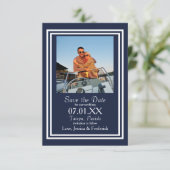 Dubbel Marine Blauw Scheepvaart - 3x5 Bewaar de Da Save The Date (Staand voorkant)