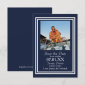 Dubbel Marine Blauw Scheepvaart - 3x5 Bewaar de Da Save The Date (Voorkant / Achterkant)