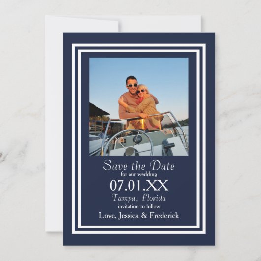 Dubbel marine nautisch - Bewaar de datum Save The Date (Voorkant)