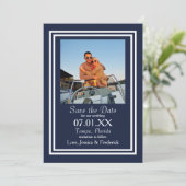 Dubbel marine nautisch - Bewaar de datum Save The Date (Staand voorkant)