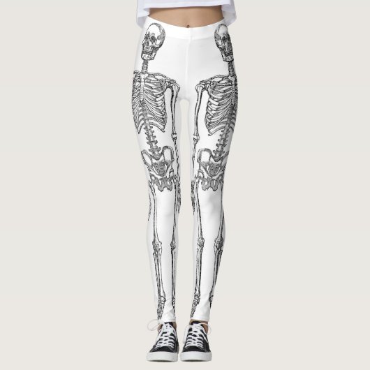 Dubbel menselijk skeletten zwart leggings (Voorkant)