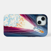 Dubbel opgestart (Space Shuttle Launch) iPhone 15 Case (Achterkant horizontaal)