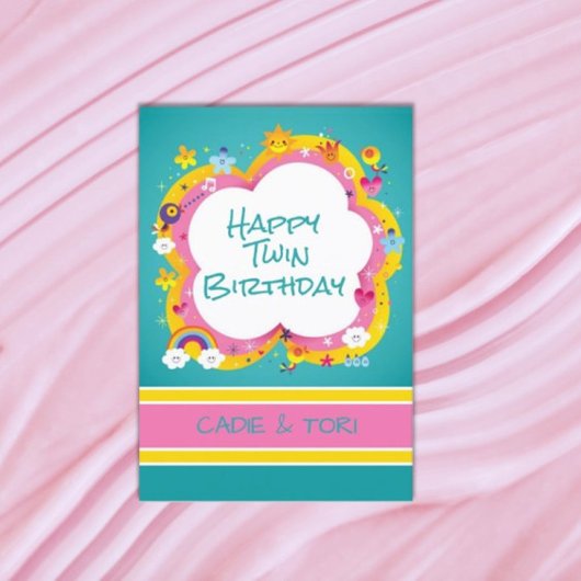 Dubbel plezier! Tweeling aangepaste verjaardag Kaart