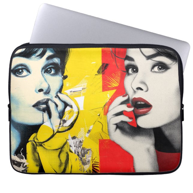 Dubbel portret in popartstijl  laptop sleeve (Voorkant)