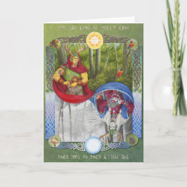 Dubbel portret van de koning van de eik en de Holl Feestdagen Kaart