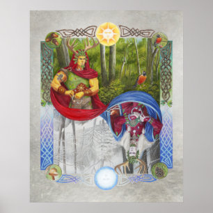 Dubbel portret van de koning van de eik en de koni poster