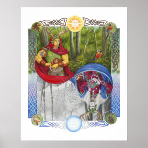 Dubbel portret van de koning van de eik en de koni poster