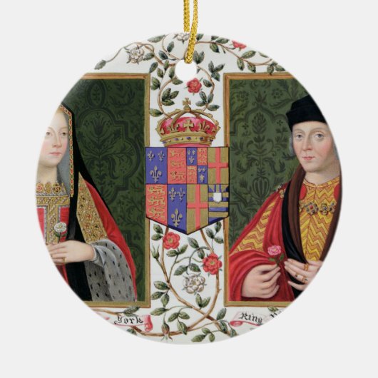 Dubbel portret van Elizabeth of York (1465-1503) a Keramisch Ornament (Voorkant)