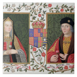 Dubbel portret van Elizabeth of York (1465-1503) a Tegeltje