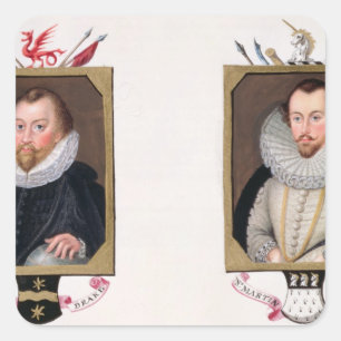Dubbel portret van Sir Francis Drake (c.1540-96) a Vierkante Sticker