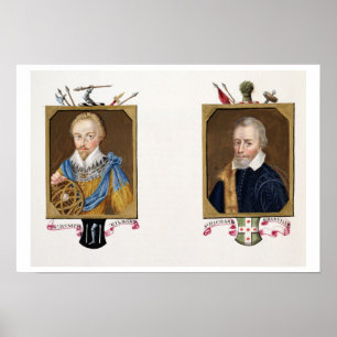 Dubbel portret van Sir Humphrey Gilbert (c.1539-83 Poster
