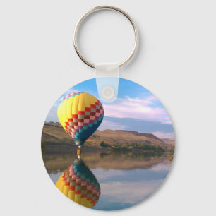 Dubbel RAINBOW. Hotair ballon op de slang Sleutelhanger