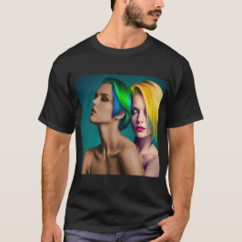 Dubbel regenboogportret t-shirt