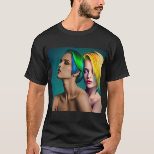Dubbel regenboogportret t-shirt (Voorkant)