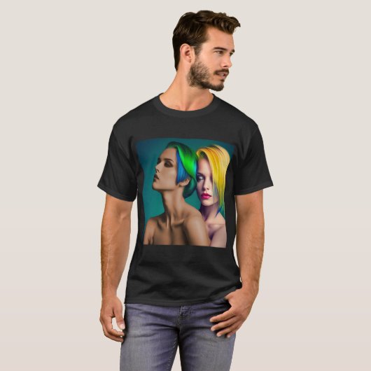 Dubbel regenboogportret t-shirt (Voorkant volledig)
