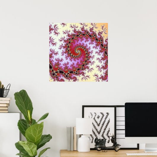 Dubbel rood bolvormig fractal poster (Thuiskantoor)