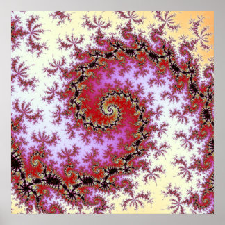 Dubbel rood bolvormig fractal poster