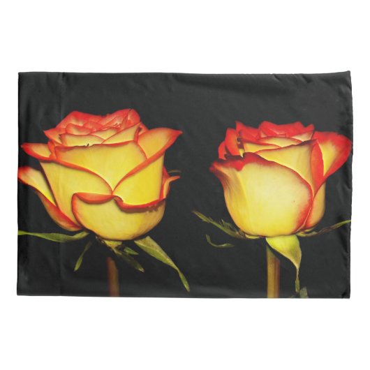 Dubbel rood en geel Rose Bloom Kussensloop (Achterkant)